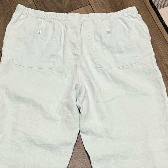 Chadwick's Linen Pants Womens 16 Teal Relaxed Wide Leg High Waist Drawstring 32” - Picture 8 of 9